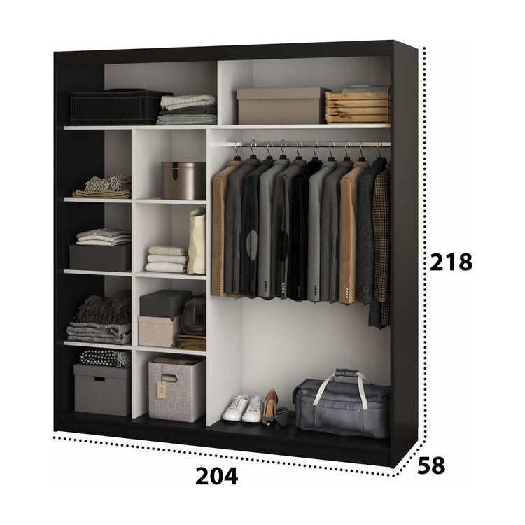 Dressing Radu cu Oglindă, Negru, 204x218x58 cm - La Cucu