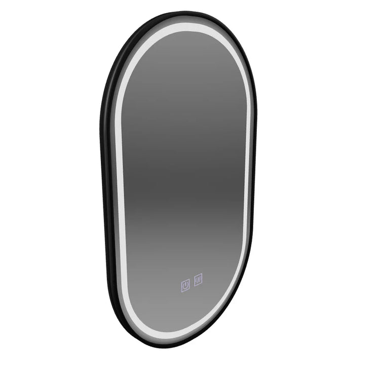 Oglinda LED Ovala 50x100cm VETRO Touch Sistem Dezaburire Dimabila, Rama Neagra