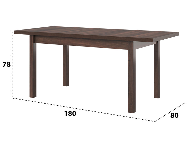 Masa extensibila 140-180x80 cm mb-21 modena1, nuc, lemn masiv de fag si pal