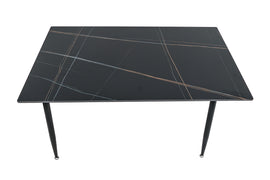 Set masa MBS-40 negru, cu 4 scaune tapitate gri deschis