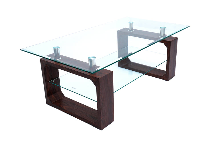 Masa cafea MC-148, sticla, 110x60x42 cm, culoare cires