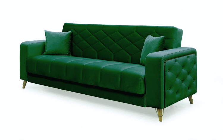 Canapea 3 locuri extensibila Melisa, verde