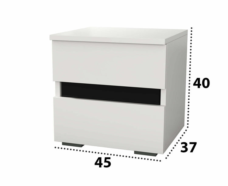 Noptiera luca, alb/negru, 45x40x37 cm