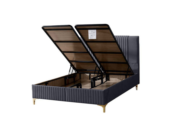 Pat Melia 160 x 200 , tapitat, culoare antracit