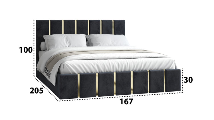 Pat Venezia, 160x200 cm, negru/auriu, suport saltea din PAL