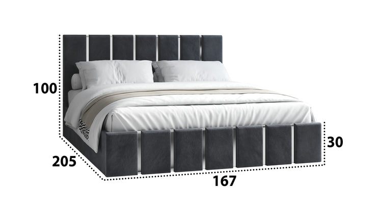 Pat Venezia, 160x200 cm, gri inchis/argintiu, suport saltea din PAL