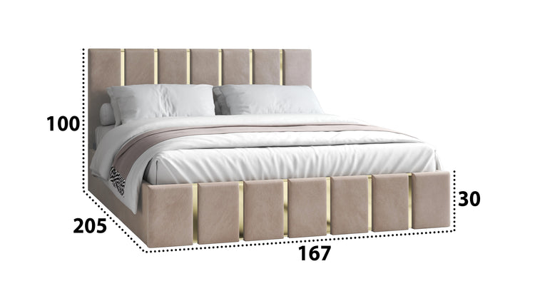Pat Venezia, 160x200 cm, cappuccino/auriu, suport saltea din PAL