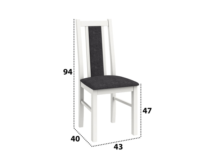 Scaun din lemn masiv de fag tapitat cu stofa S-38 Boss14 B24B, alb