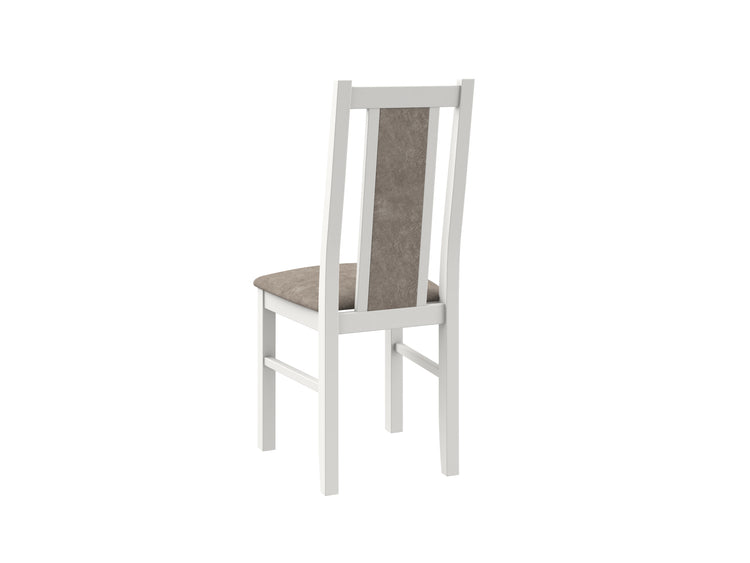 Scaun din lemn masiv de fag tapitat cu stofa s-38 boss14 25b, alb