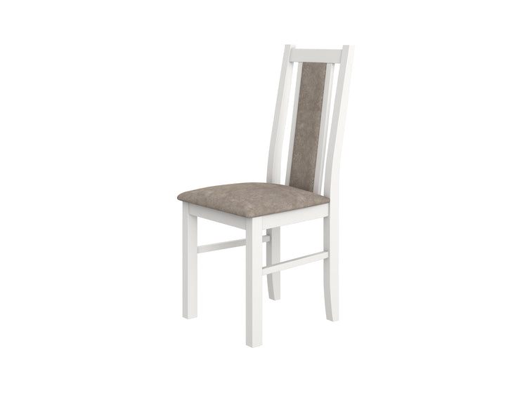 Scaun din lemn masiv de fag tapitat cu stofa s-38 boss14 25b, alb