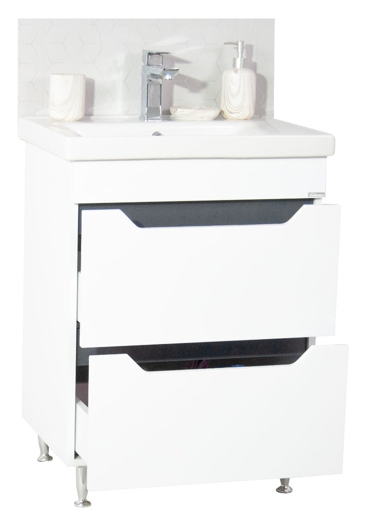 Bază MDf și lavoar, seria 756, 60cm, sertare, Alb/Antracit