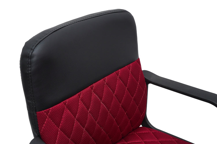 Scaun birou S-228, rosu/negru, piele ecologica/mesh textil