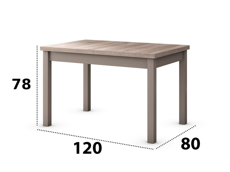 Set masa extensibila 120x150cm cu 4 scaune tapitate, mb-13 max5 si s-37 boss7 s6, sonoma, lemn masiv de fag, stofa