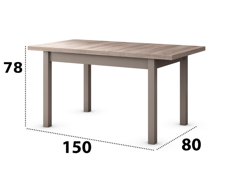 Set masa extensibila 120x150cm cu 4 scaune tapitate, mb-13 max5 si s-37 boss7 s6, sonoma, lemn masiv de fag, stofa