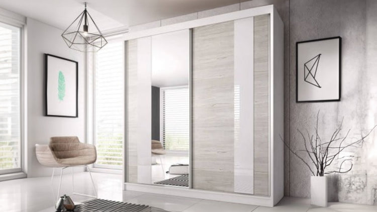 Dressing Ovidiu 32, 233x218x61 cm, culoare alb/gri