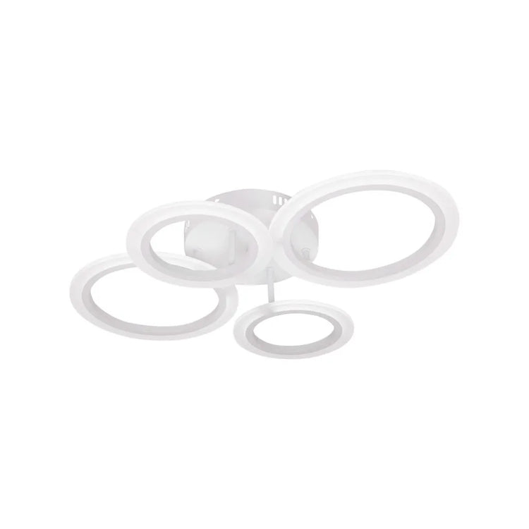 Lustra LED cu telecomanda BETTY 44W, 4 Cercuri, lumina Rece/Calda/Neutra, Dimabila, Alb