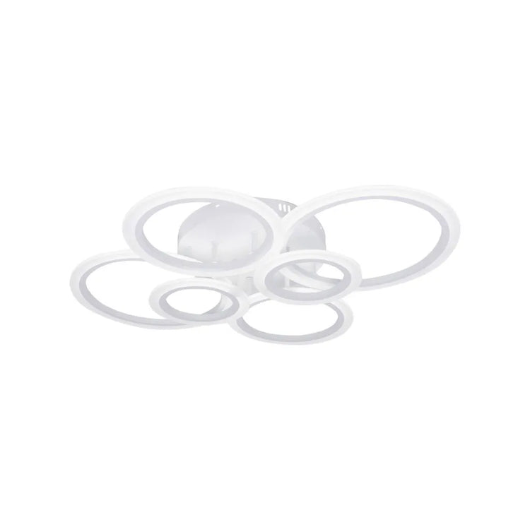 Lustra LED cu Telecomanda Brigitte 6 Cercuri 82W Lumina Rece/Calda/Neutra Dimabila Alb LT800/6WH