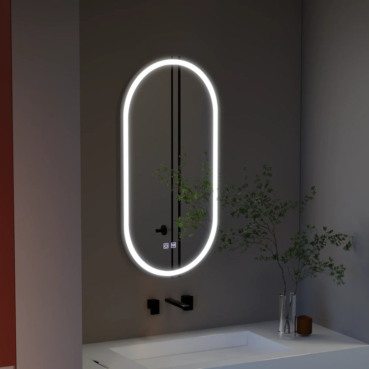 Oglinda LED Ovala, 50x100cm, Velara Touch, Sistem Dezaburire, Dimabila