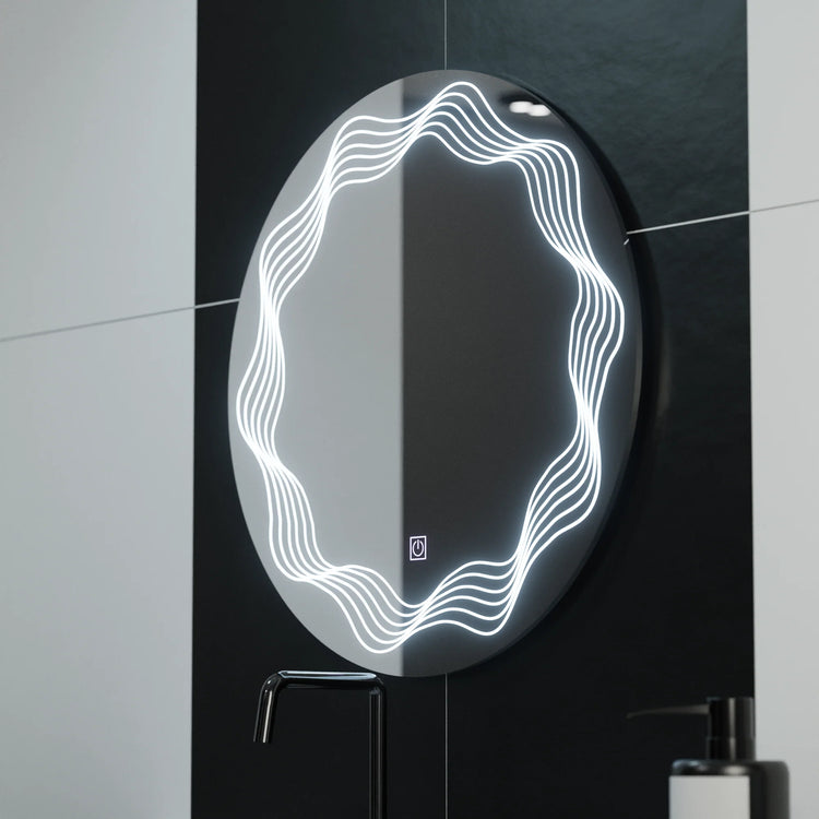 Oglinda LED Rotunda 60cm, Flusso Touch, Sistem Dezaburire, Dimabila