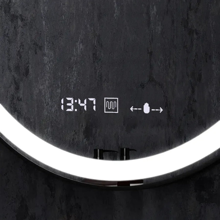 Oglinda LED Rotunda 70cm Celeste Majeste Noir MotionGlow Marcello Sistem Dezaburire Ceas & Termometru Dimabila