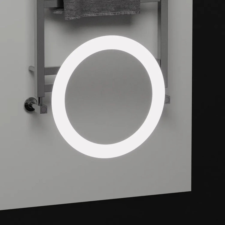 Oglinda LED Senzor MotionGlow Riflesso, cu functie Dezaburire Termometru Ceas si lupa Cosmetica, 60x80 cm Lumina Rece/Calda/Neutra Dimabila, colectia Marcello Funghi