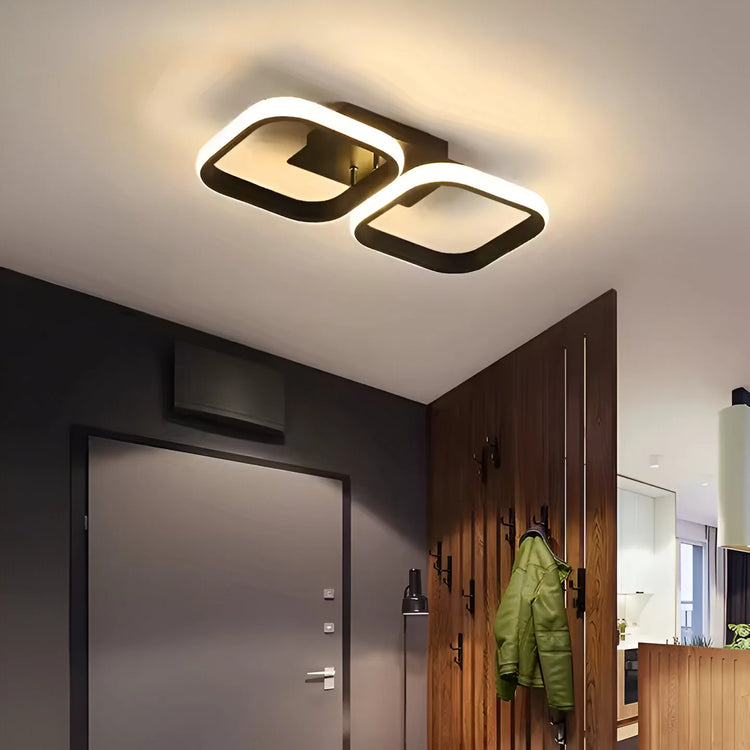 Lustra LED VERTEX 16W, 2 Patrate, Liniara, lumina Rece/Calda/Neutra, Neagra