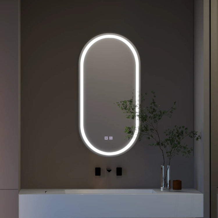 Oglinda LED Ovala, 50x100cm, Velara Touch, Sistem Dezaburire, Dimabila