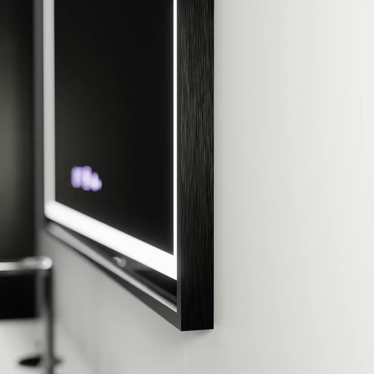 Oglinda LED Rectangulara, 80x60cm, Verite Majeste Noir Motion Glow Marcello, Sistem Dezaburire, Ceas & Termometru, Dimabila