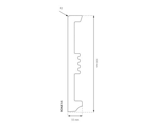 Plintă Arbiton STIQ XL STX110 albă 2200x100x15 mm