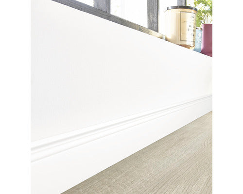 Plintă Vega videlit cu canal P0830 Arbiton albă 2400x20x80 mm