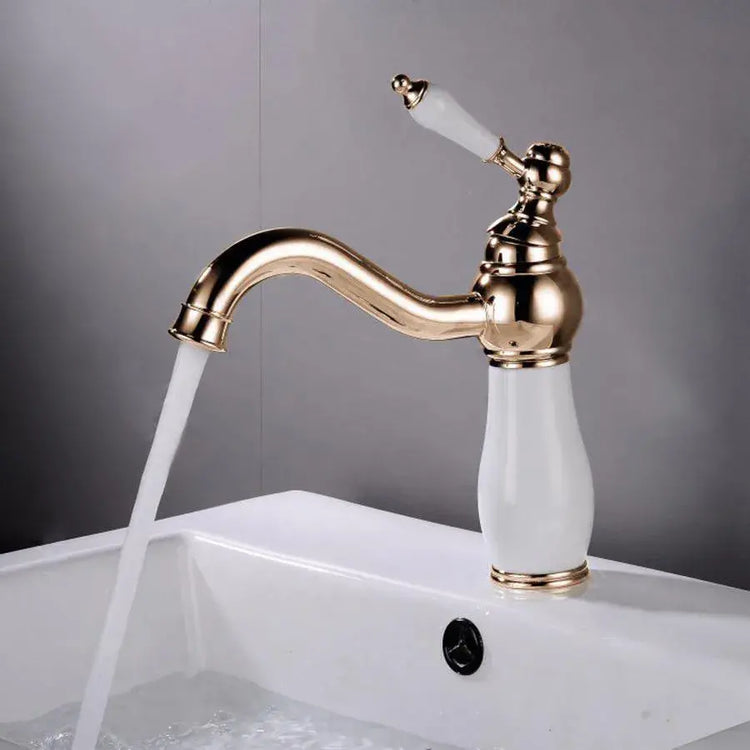 Baterie Lavoar, Alamă Sanitară, Auriu cu Alb, WZY/322