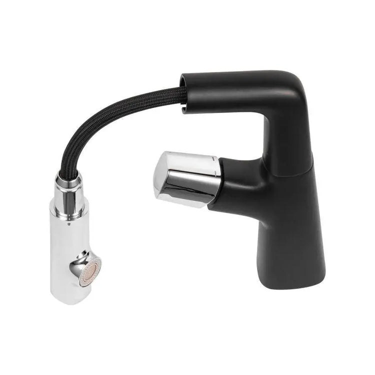 Baterie Lavoar cu Duș Extractibil, Alamă Sanitară, Crom și Negru, MP016H/C