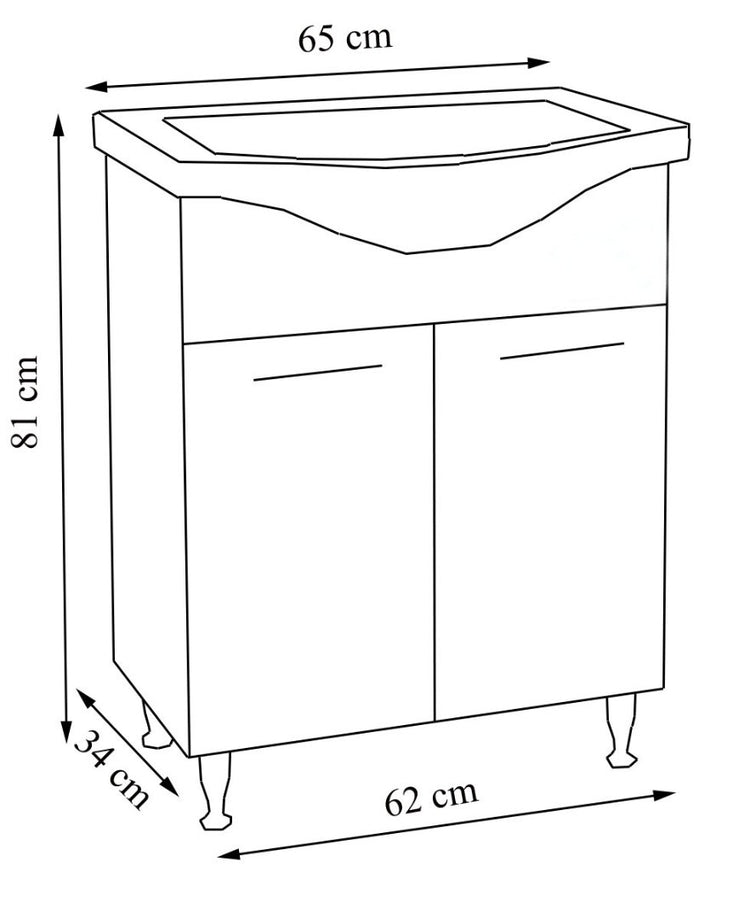 Bază și lavoar Seria 144, 65cm, Alb
