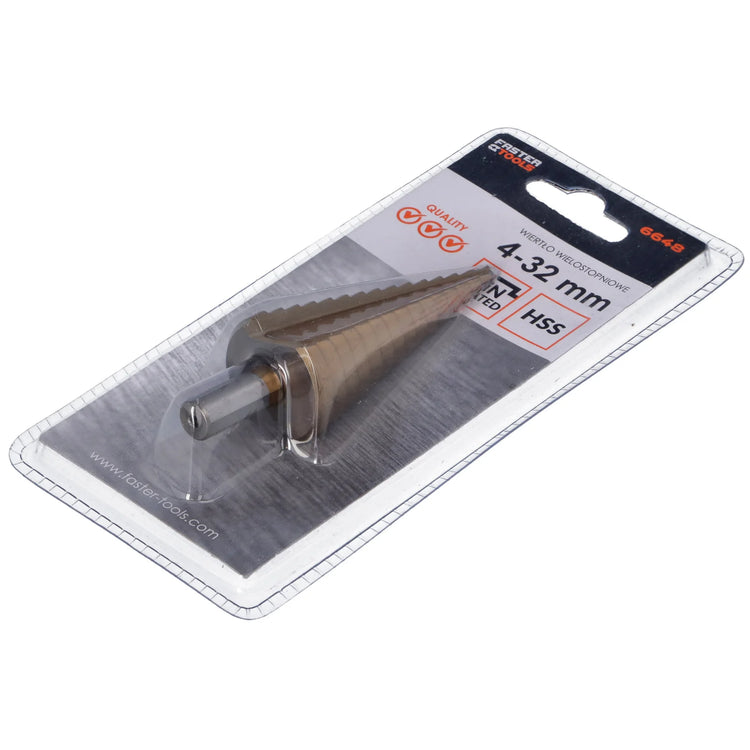 Burghiu in trepte pentru metal HSS Titanizat 4-32mm Faster Tools