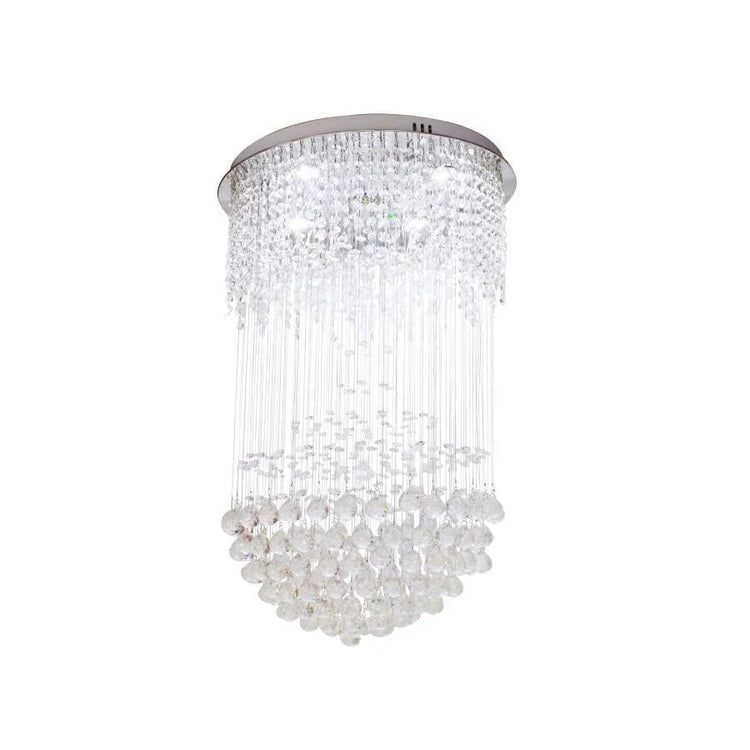 Candelabru LED Castore, 50W, Dimabil, Diametru 45cm, Alb, Metal și Cristal