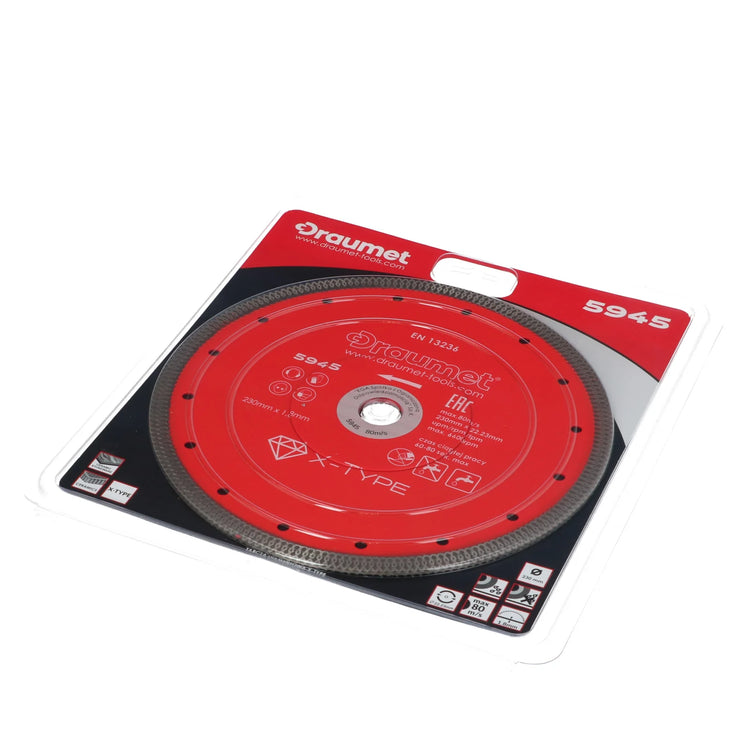 Disc subtire turbo PRO pentru taiere ceramica dura, gresie portelanata 125x1.2mm Draumet