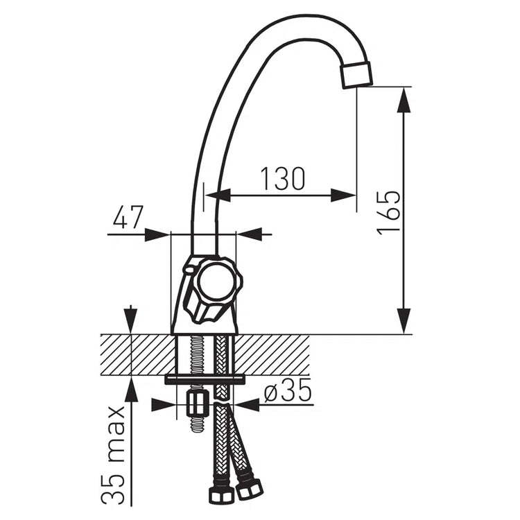 Baterie stativă lavoar cu ventil STANDARD