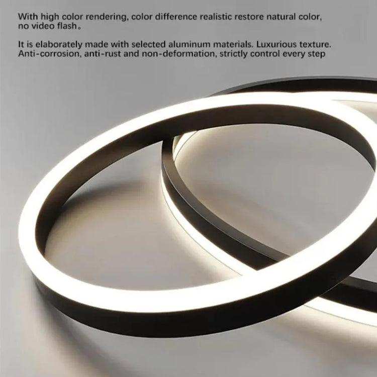 Lustra LED suspendata cu telecomanda CASIANA 41W, 2 Cercuri, lumina Rece/Calda/Neutra, Dimabila, Negru, Inaltime Reglabila