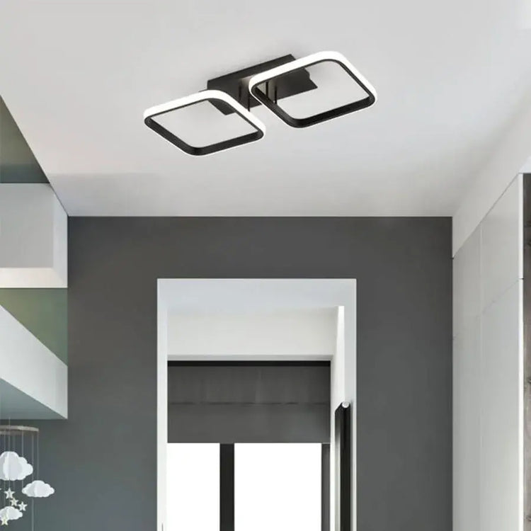 Lustra LED VERTEX 16W, 2 Patrate, Liniara, lumina Rece/Calda/Neutra, Neagra