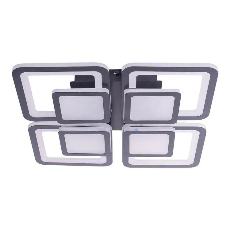 Lustra LED cu Telecomanda 'Kohen', 8 patrate cu LED, 77W, 3 tipuri de lumina, dimabila, negru LT804/4BK
