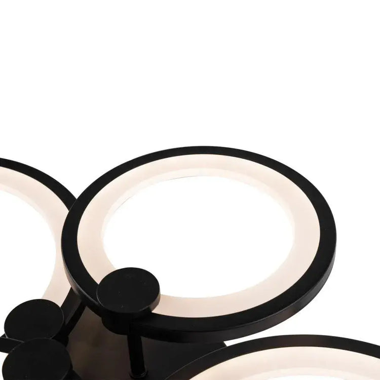 Lustra LED cu telecomanda ALANI 88W, 4 Cercuri, lumina Rece/Calda/Neutra, Dimabila, Negru