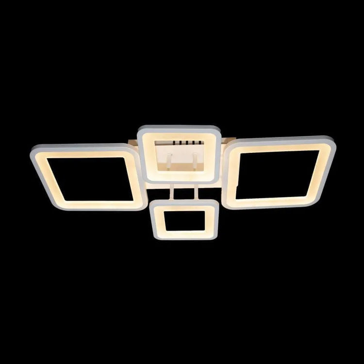 Lustra LED cu telecomanda ELLA 85W, 4 Patrate, lumina Rece/Calda/Neutra, Dimabila, Alb