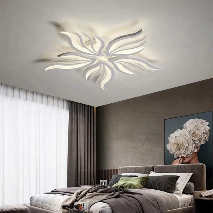 Lustra LED cu Telecomanda Warda 60W 5 Petale Lumina Rece/Calda/Neutra Dimabila Alb LT620/5WH