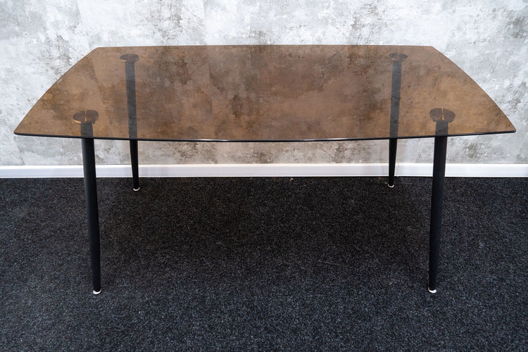 Masa living, mb-92, sticla securizata fumurie maro, 150x80x75 cm