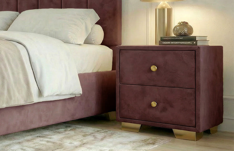 Noptiera tapitata Cozy cu 2 sertare 45x45x45cm