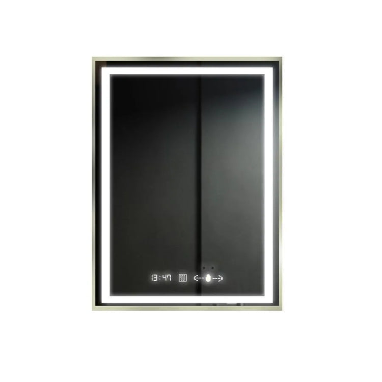 Oglinda LED Rectangulara, 60x80cm, Verite Royale Gold MotionGlow Marcello, Sistem Dezaburire, Ceas & Termometru, Dimabila