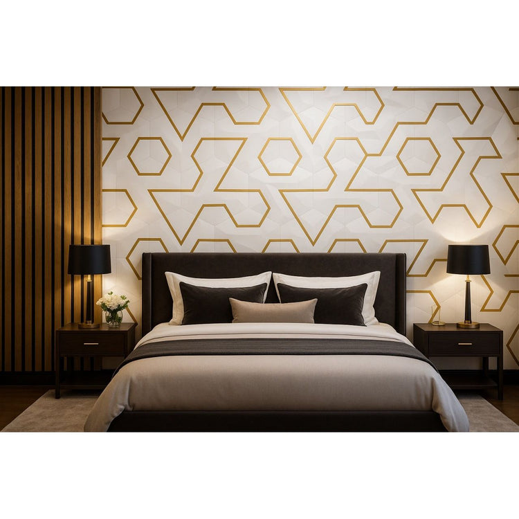 Panou Decorativ, PVC, marmura Alb/Gold Elegance, 2440 x 1200 x 3 mm, 2,92 mp