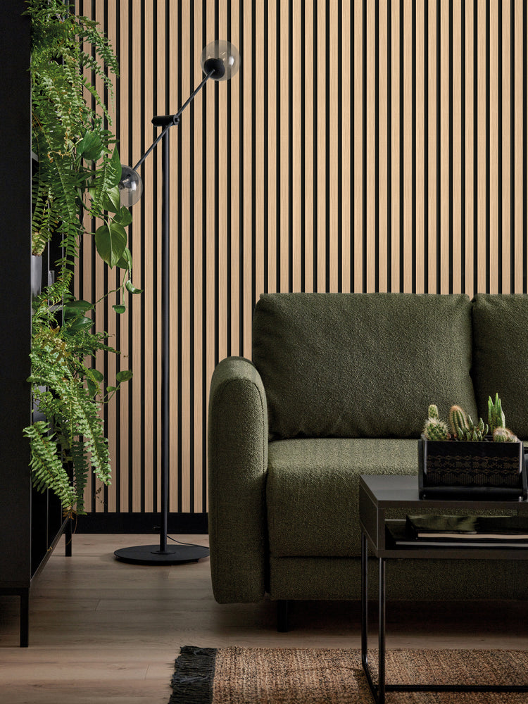 Panou riflaj LINERIO M-LINE NATURAL BLACK STRIPES 2650 x 122 x 12 mm