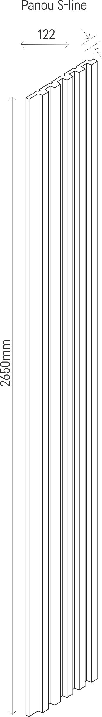 Panou riflaj LINERIO S-LINE NATURAL BLACK STRIPES 2650 x 122 x 12 mm