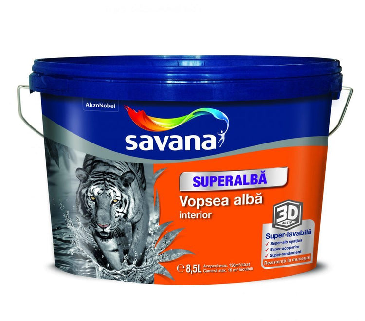 Vopsea superlavabila pentru interior superalba 3D activ 8.5 L